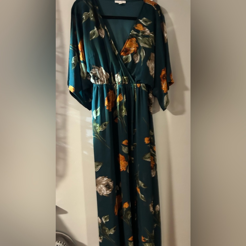Baltic Born Floral Maxi Dress in Teal and Orange